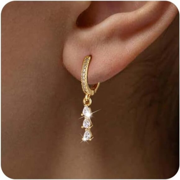 ⚡Gold Silver Dangle Earring and Hoop Stud Set for Women 14K Plated Hypoallergeni - Picture 1 of 7